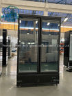 O congelador de vidro comercial de 2 portas com preto do supermercado do diodo emissor de luz pintou o congelador ereto de aço
