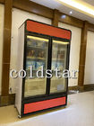 Mostra de vidro do congelador de refrigerador da porta do anúncio publicitário 2 eretos para a loja de cadeia de supermercados