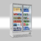 A energia de vidro dobro do congelador de refrigerador da porta bebe o refrigerador da exposição
