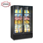 Refrigerador de vidro completo dobro da exposição da porta para a exposição da bebida da energia com o de alta qualidade feito em China