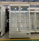 As portas de vidro do dobro do congelador de refrigerador 1000L da exposição bebem a mostra do refrigerador do refrigerador