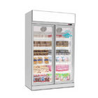 Preço ereto vertical do congelador da exposição do refrigerador da porta de vidro de duas portas para o supermercado