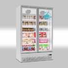 Das portas de vidro frias do refrigerador 2 da exposição da bebida do supermercado congelador ereto
