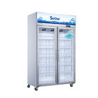 Congeladores de refrigeradores eretos da exposição da porta de vidro comercial do congelador da porta dobro