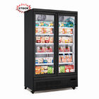 Refrigerador de vidro dobro do congelador da exposição da bebida da porta da fábrica com boa qualidade para o supermercado