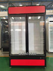O congelador ereto da exposição do gelado de porta dobro com automático degela a porta de vidro
