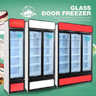 Mostra de vidro do congelador de refrigerador da porta do anúncio publicitário 2 eretos para a loja de cadeia de supermercados