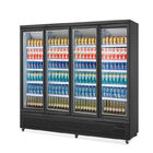 Preto refrigerado do refrigerador da bebida da mostra do supermercado porta de vidro vertical