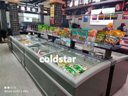 Congelador de refrigerador de vidro congelado da ilha da caixa da porta do alimento do equipamento de refrigeração do supermercado