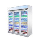A bebida vertical da exposição de três portas refrigerou o congelador de vidro comercial da porta da mostra para o supermercado