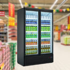 Do refrigerador ereto da garrafa da bebida da porta dobro do supermercado mostra mais fresca da bebida
