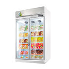 Congelador de vidro dobro da exposição da porta do refrigerador comercial com placa do ANÚNCIO