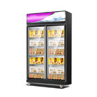 Congelador de vidro refrigerado comercial da posição da porta para indicar o alimento ou o gelado congelado