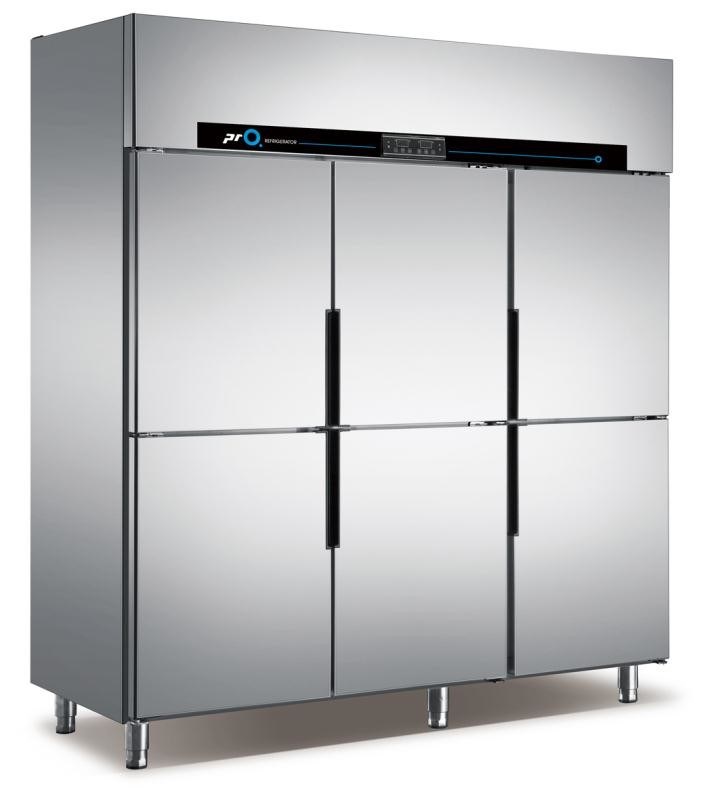 Estática de 6 portas que refrigera o congelador de aço inoxidável do