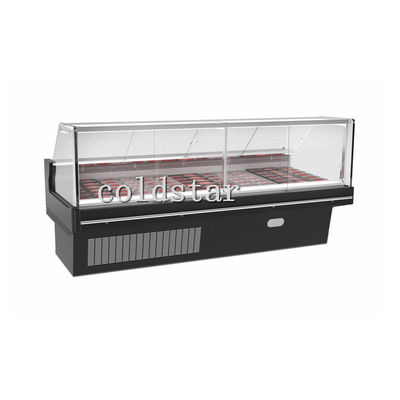 Refrigerador comercial da exposição do alimento cozido do vidro do ângulo direito do refrigerador da mostra do carniceiro