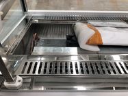 Refrigerador da exposição da padaria da mostra do bolo da sobremesa com refrigerar baixo de mármore do fã
