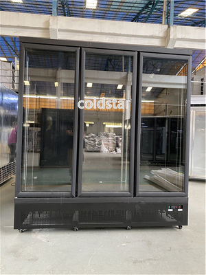 Congelador vertical da porta de vidro tripla com automóvel para degelar o congelador do gelado da verticalidade do sistema