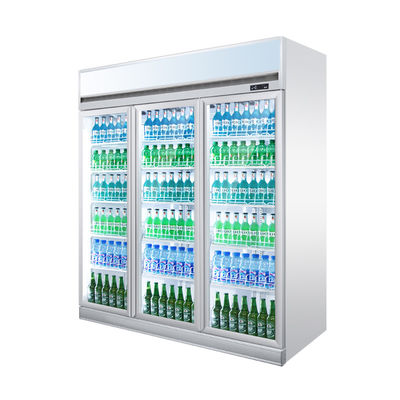 Refrigerador de vidro ereto das portas do refrigerador 3 da exposição da bebida da porta da loja