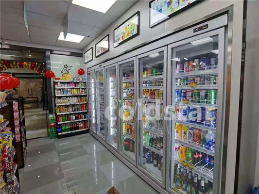 Refrigerador mais fresco refrigerar de ar da exposição de vidro comercial do supermercado da porta com radiador da separação