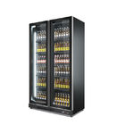 Refrigerador de vidro dobro comercial da exposição da garrafa da bebida da energia do mantimento do supermercado do refrigerador da cerveja da porta