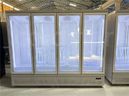 Refrigerador de vidro do supermercado da porta do anúncio publicitário 4 da baixa temperatura congelador ereto do grande