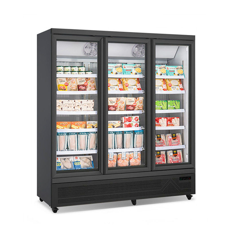 Congelador vertical da porta de vidro tripla com automóvel para degelar o congelador do gelado da verticalidade do sistema