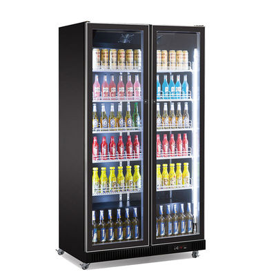 Da barra ereta do refrigerador da exposição da porta dobro refrigerador frio da exposição da cerveja da bebida com luzes do diodo emissor de luz